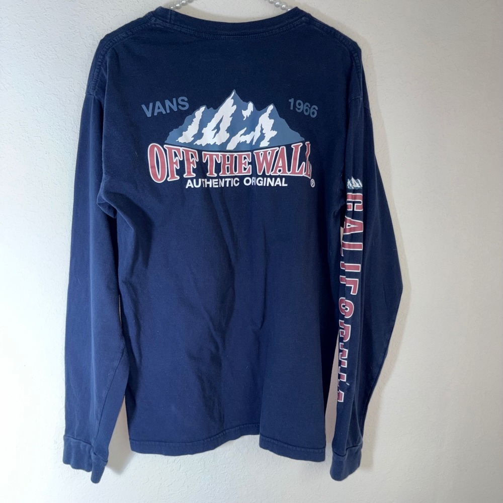 Vans Long Sleeve Shirt Medium Navy Blue Good Off The Wall California Graphic Tee
